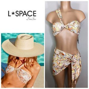 New. L*SPACE floral one shoulder twist bikini top. Small. Retails $114